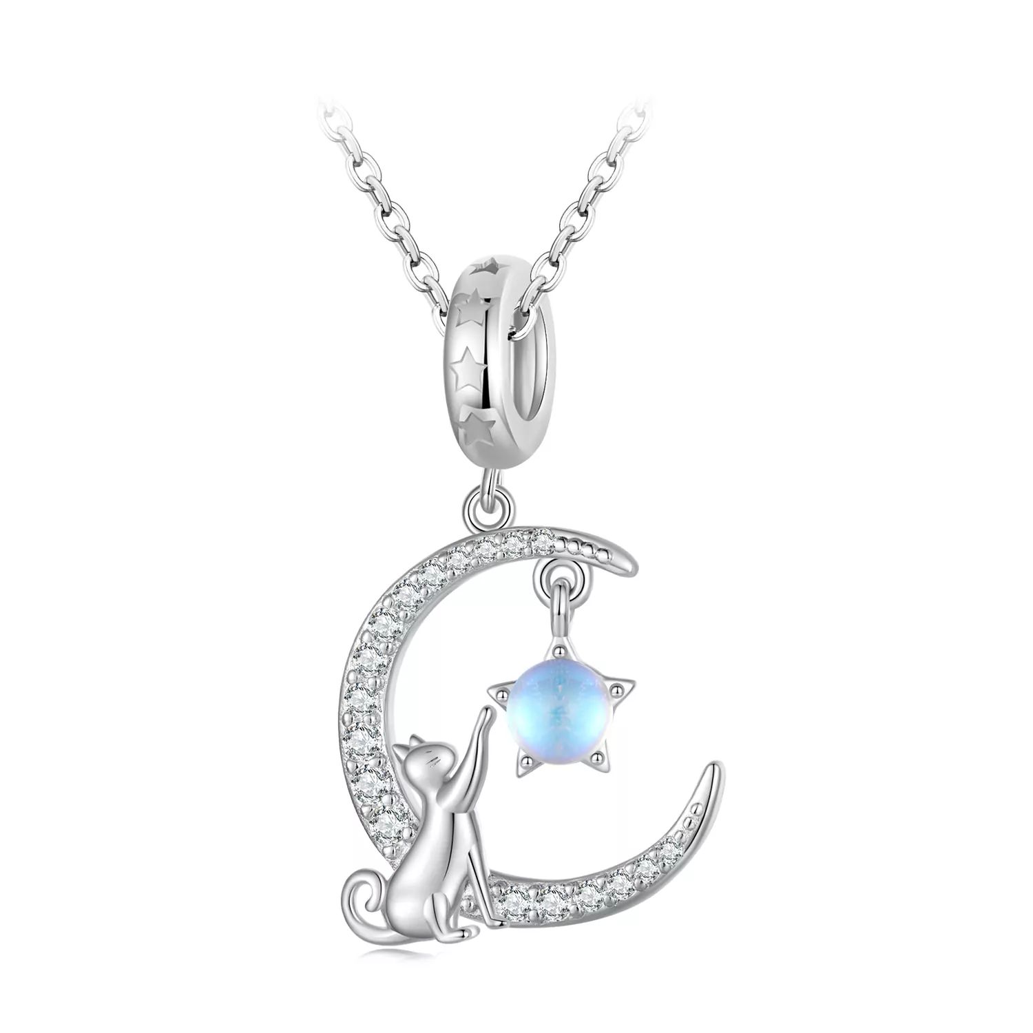 Pandora-stijl Maan Kat Hangertje - BSC810