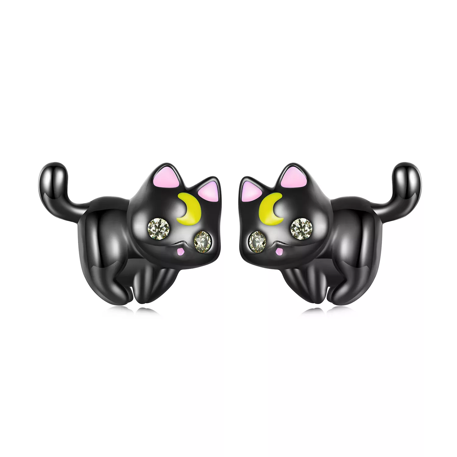 Pandora-stijl Maan Kitten Studs Oorbellen - SCE1584