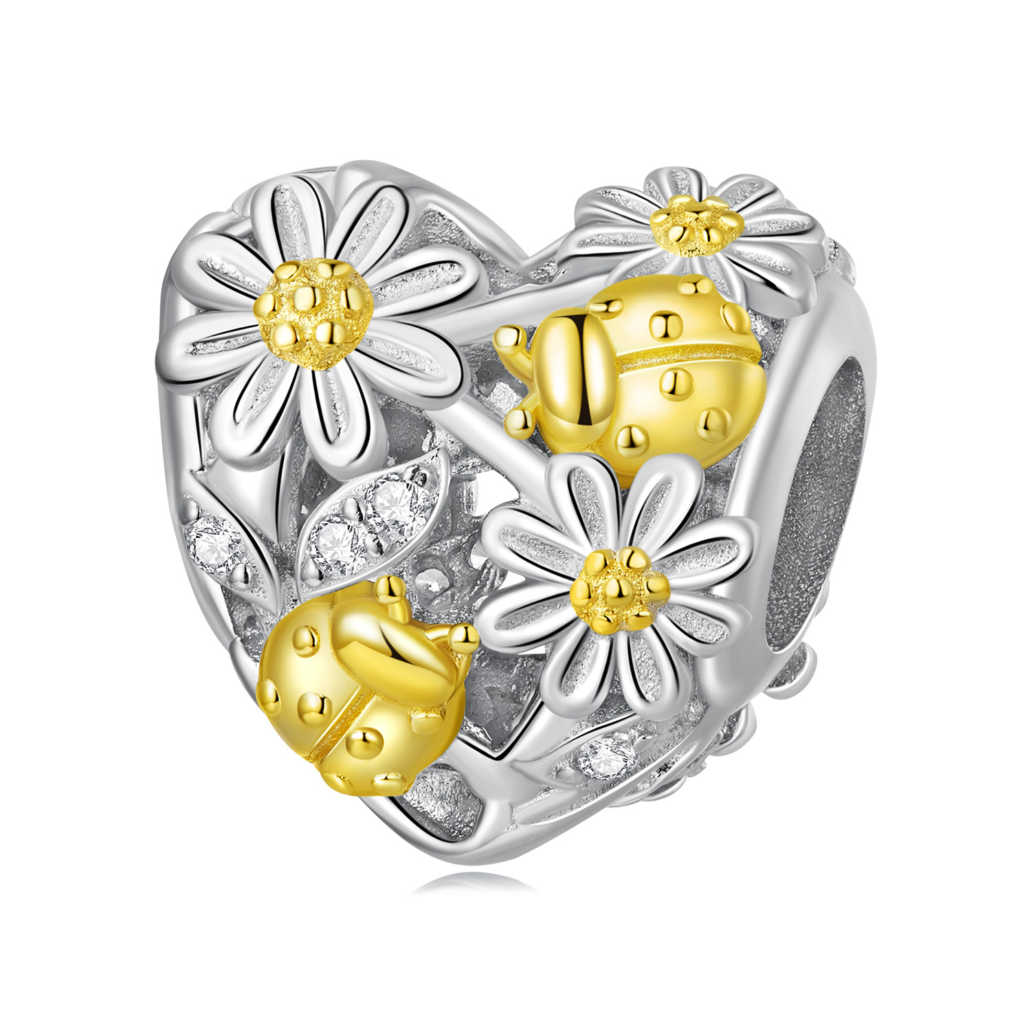 Pandora-stijl Madeliefje Lieveheersbeestje Bedel - BSC817 Pandora-stijl Madeliefje Lieveheersbeestje Bedel - BSC817
