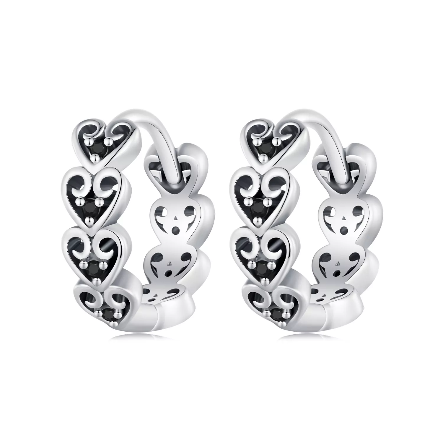 Pandora-stijl Oorbellen met Hartvormige Hoepels - SCE1613