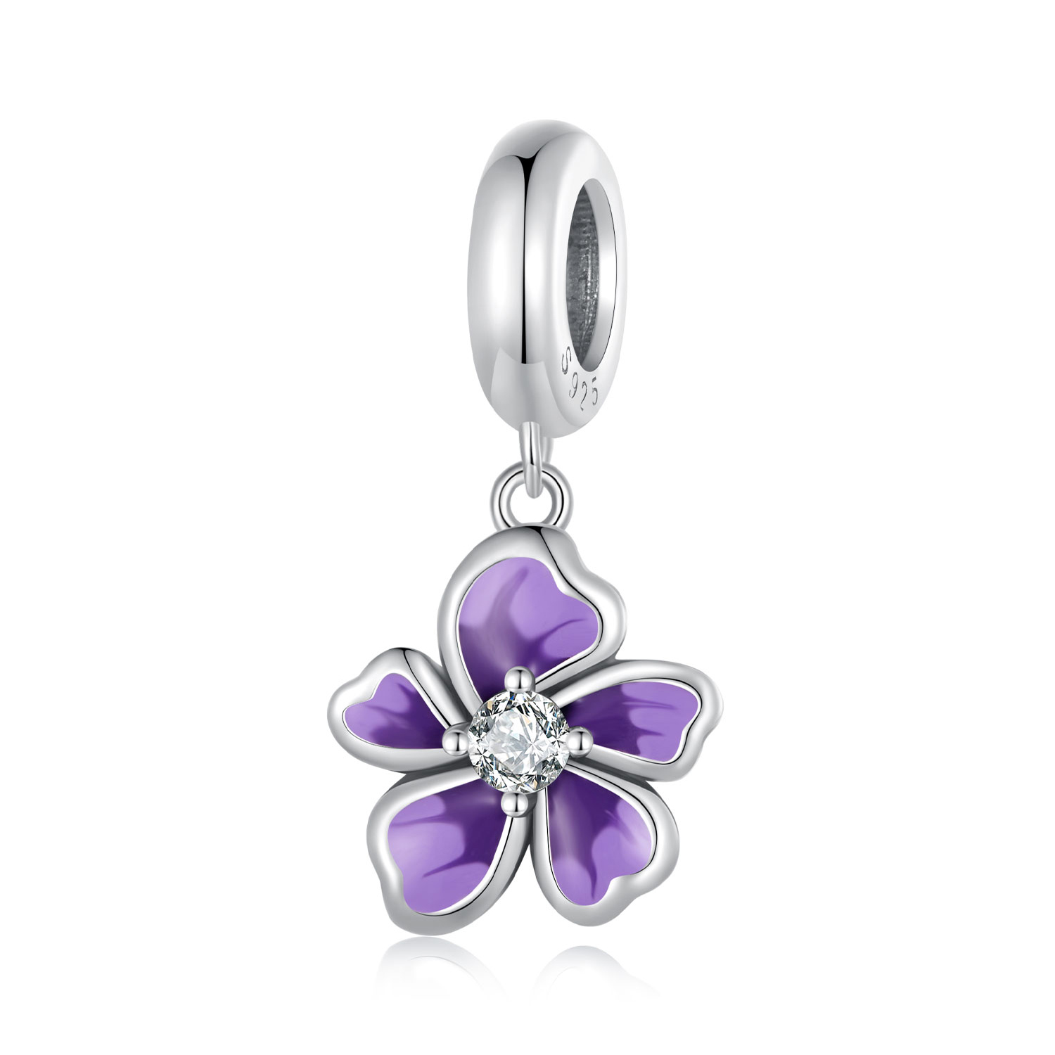 Pandora-stijl Paarse Bloem Hanger - SCC2556 Pandora-stijl Paarse Bloem Hanger - SCC2556