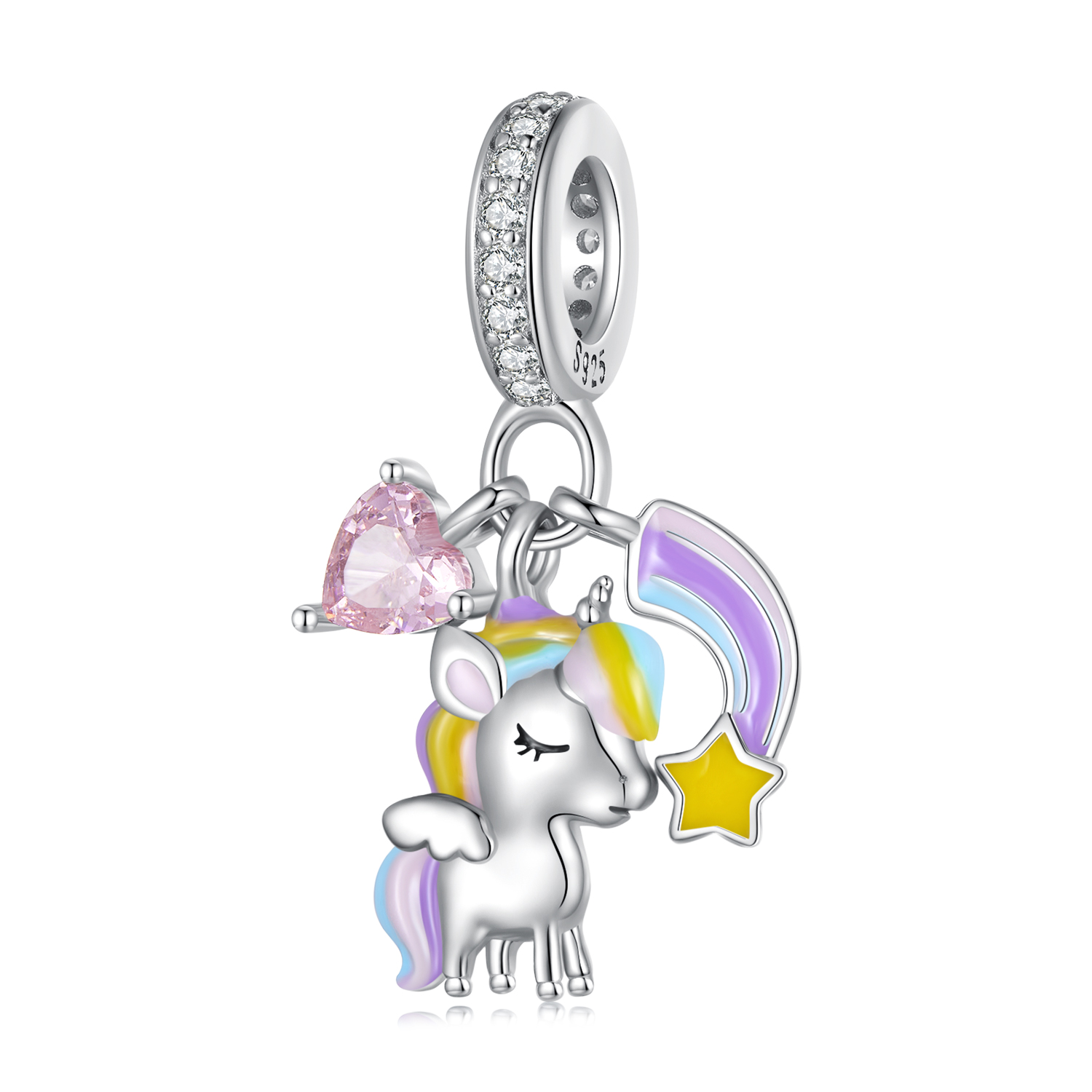Pandora-stijl Regenboog Eenhoorn Hanger - SCC2468 Pandora-stijl Regenboog Eenhoorn Hanger - SCC2468