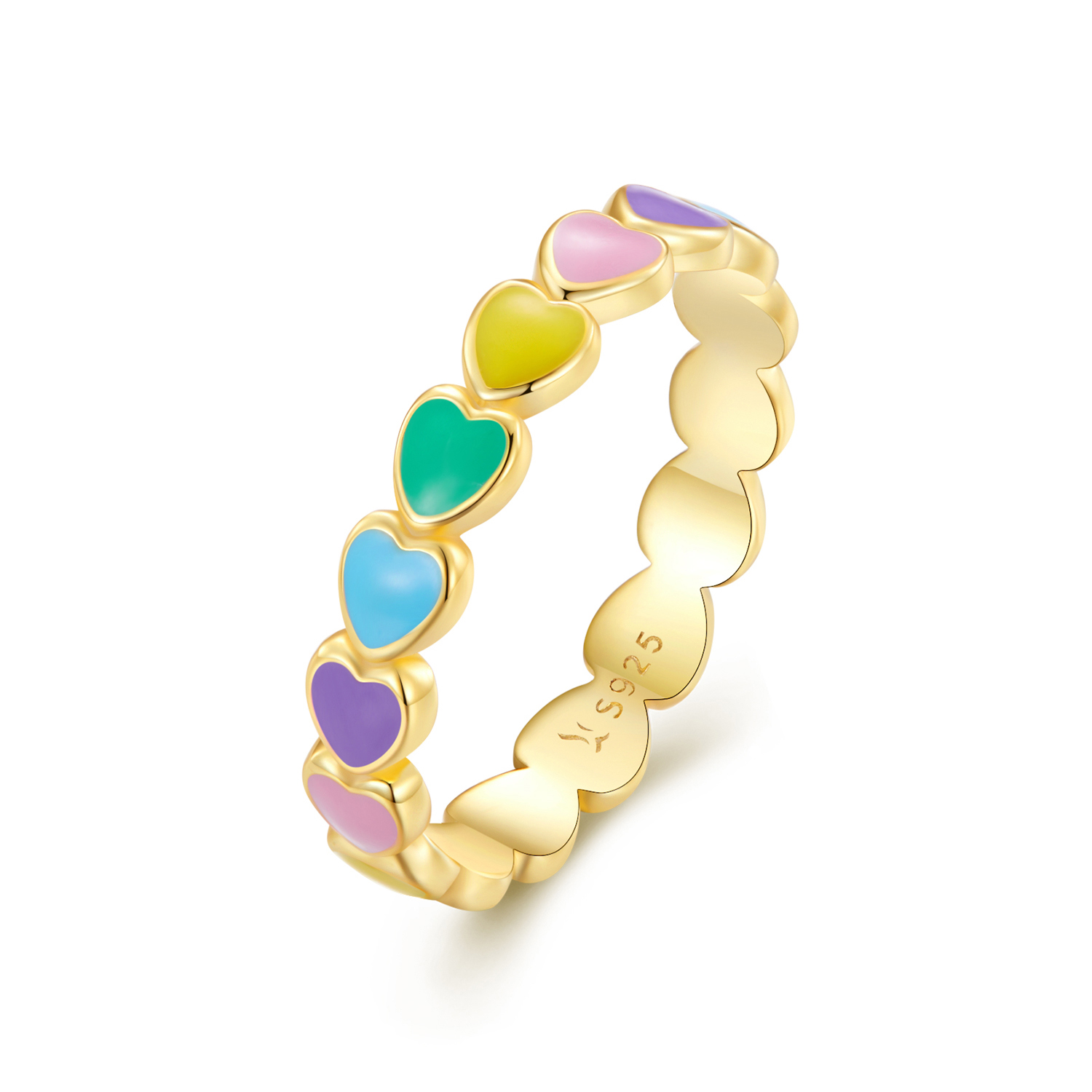 Pandora-stijl Regenboog Hart Ring - SCR444-B Pandora-stijl Regenboog Hart Ring - SCR444-B