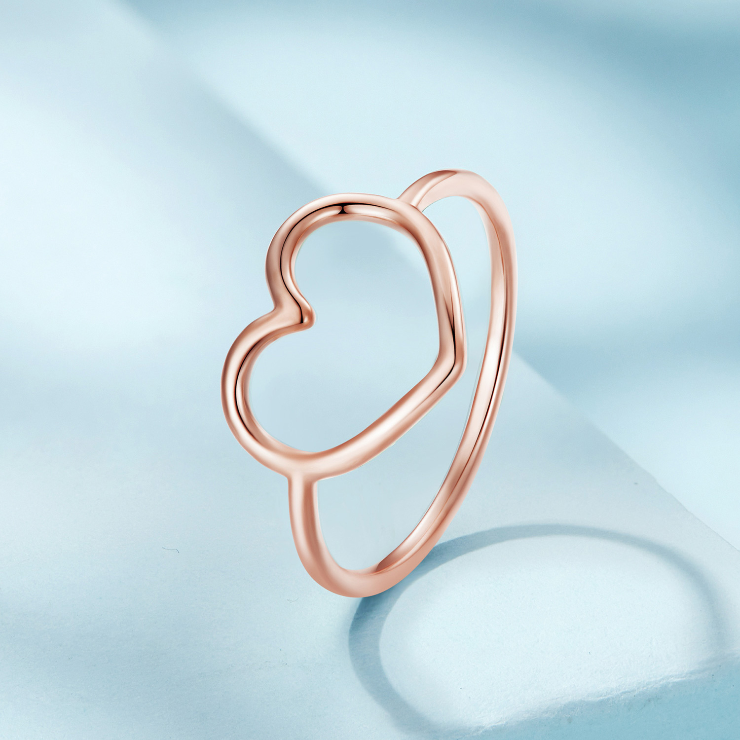 Pandora-stijl roségouden ring in de vorm van een hart - SCR641-C