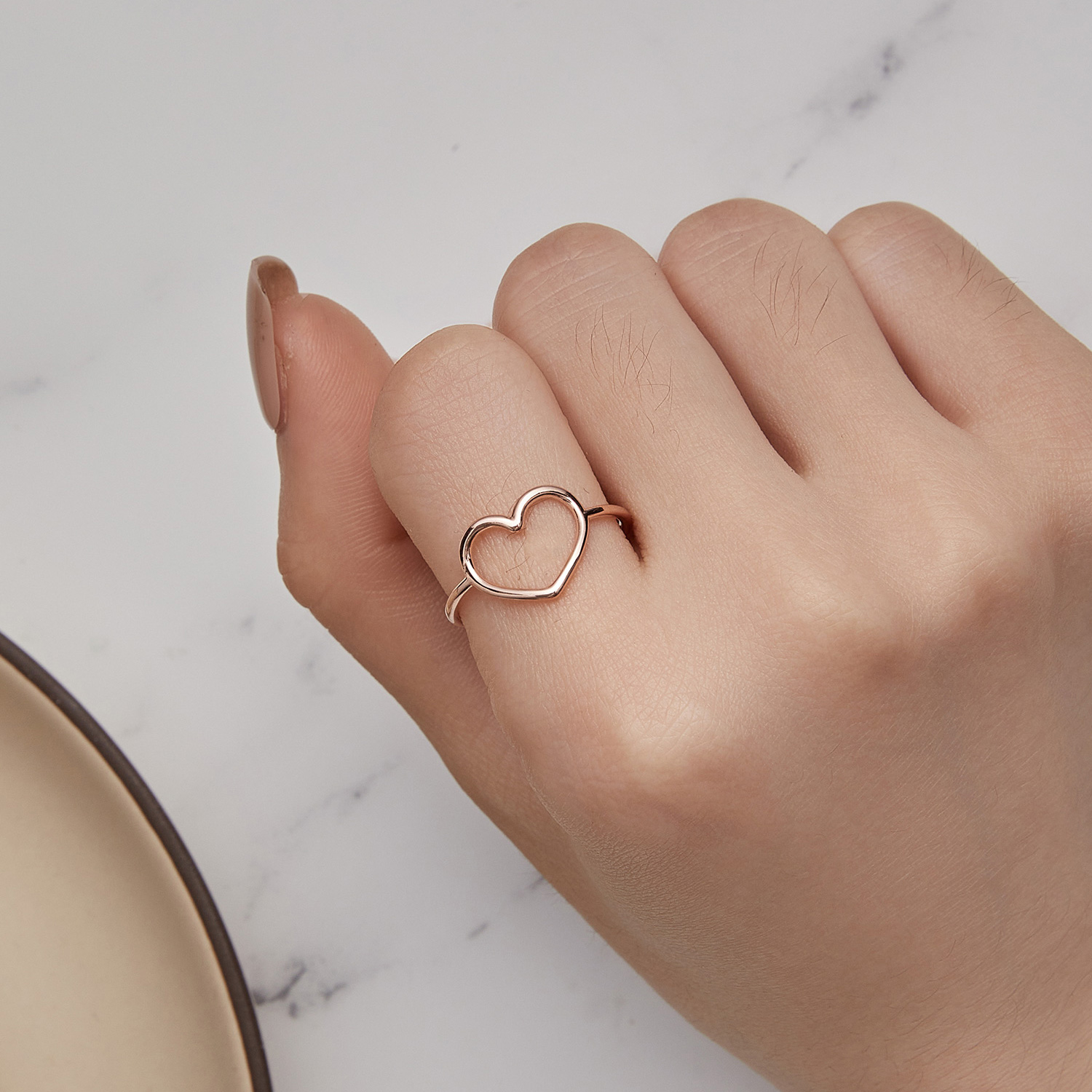 Pandora-stijl roségouden ring in de vorm van een hart - SCR641-C