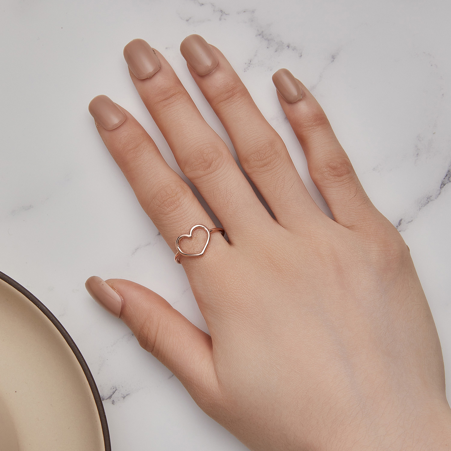 Pandora-stijl roségouden ring in de vorm van een hart - SCR641-C