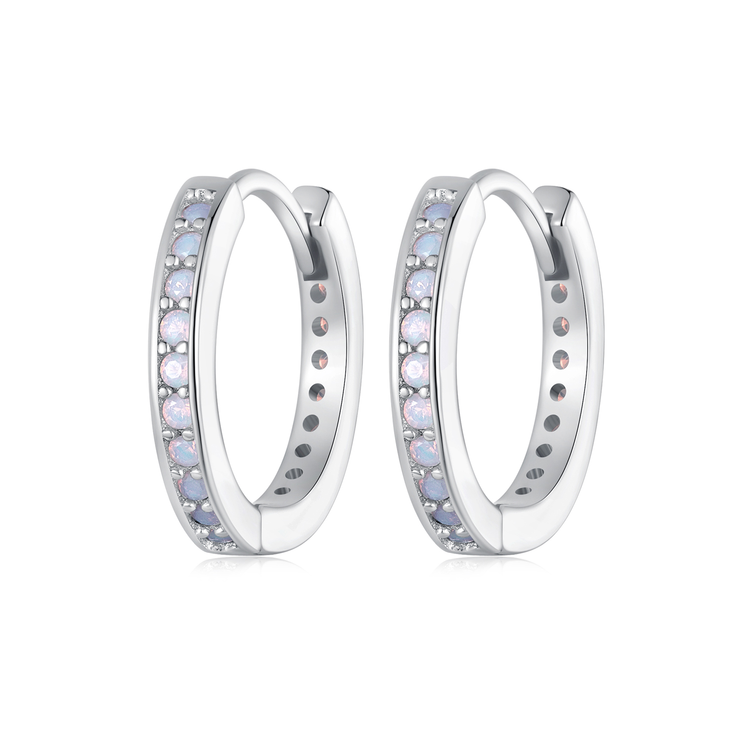 Pandora-stijl Roze Opalen Oorringen - BSE875 Pandora-stijl Roze Opalen Oorringen - BSE875