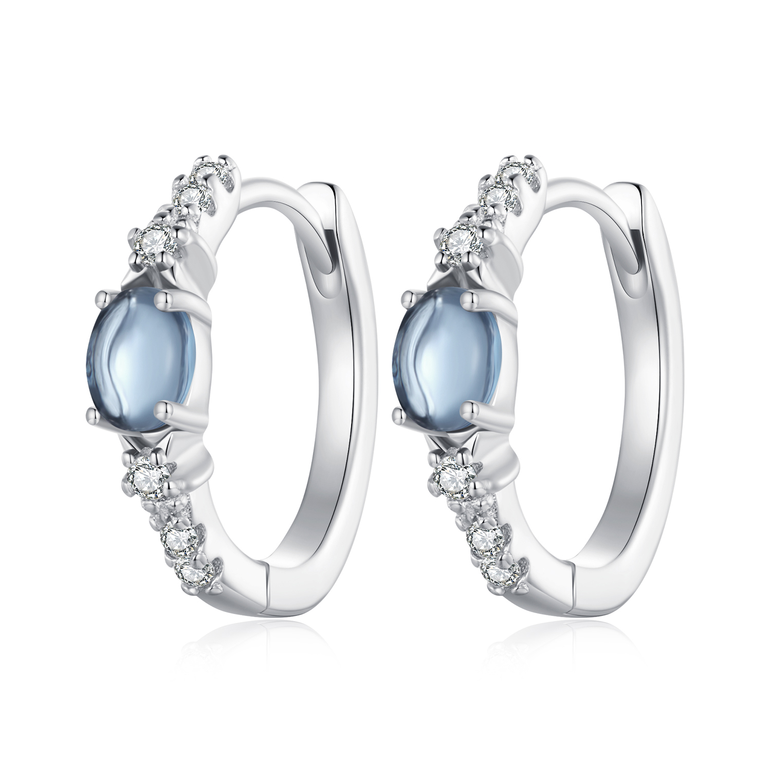 Pandora-stijl Ster Blauwe Glazen Hoepel Oorbellen - BSE859 Pandora-stijl Ster Blauwe Glazen Hoepel Oorbellen - BSE859