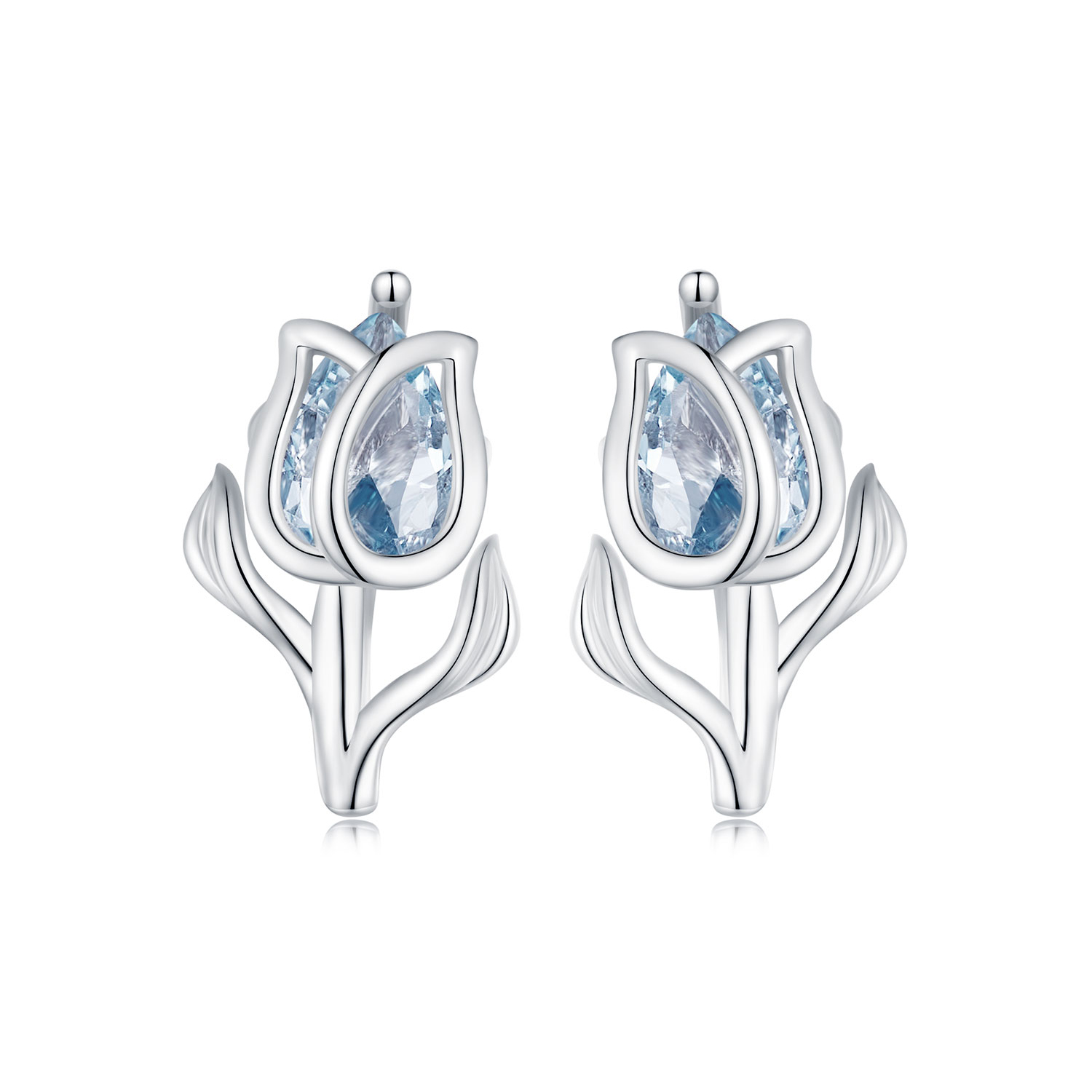 Pandora-stijl Tulp Studs Oorbellen - BSE873 Pandora-stijl Tulp Studs Oorbellen - BSE873