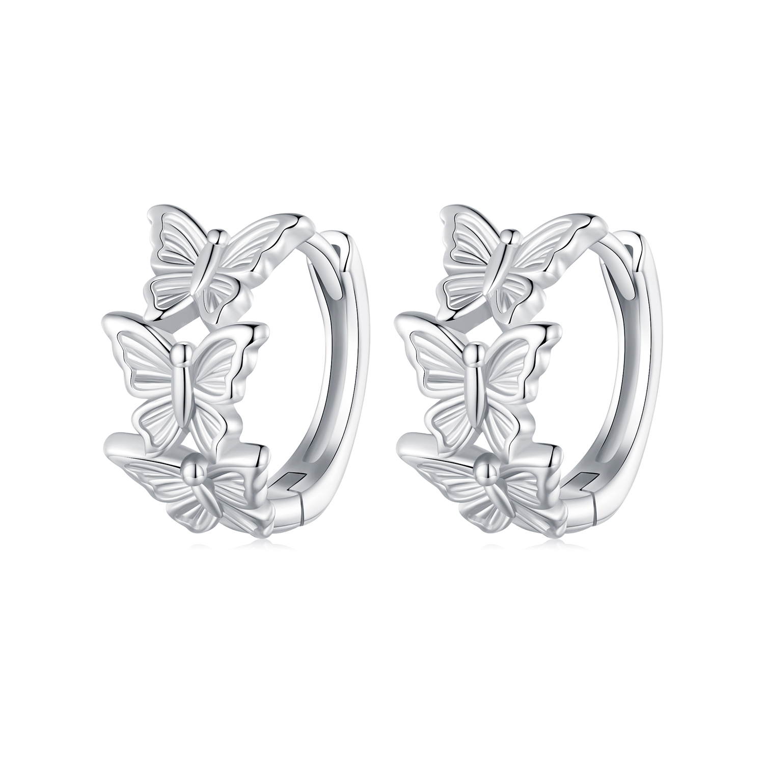 Pandora-stijl Vlinder Hoepeloorbellen - BSE908 Pandora-stijl Vlinder Hoepeloorbellen - BSE908