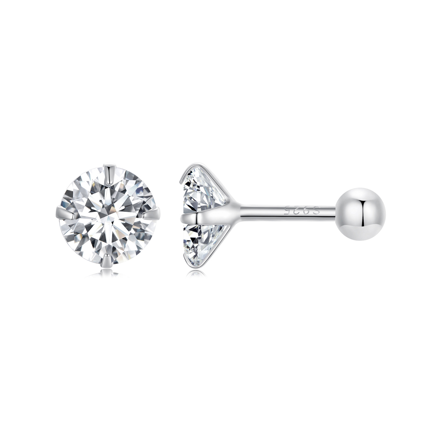 Pandora-stijl Wit Zirkonium Studs Oorbellen - SCE1646-M Pandora-stijl Wit Zirkonium Studs Oorbellen - SCE1646-M