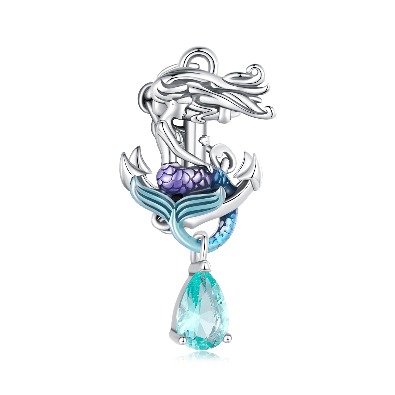 Pandora-stijl Zeemeermin Ankerbedel - BSC903 Pandora-stijl Zeemeermin Ankerbedel - BSC903