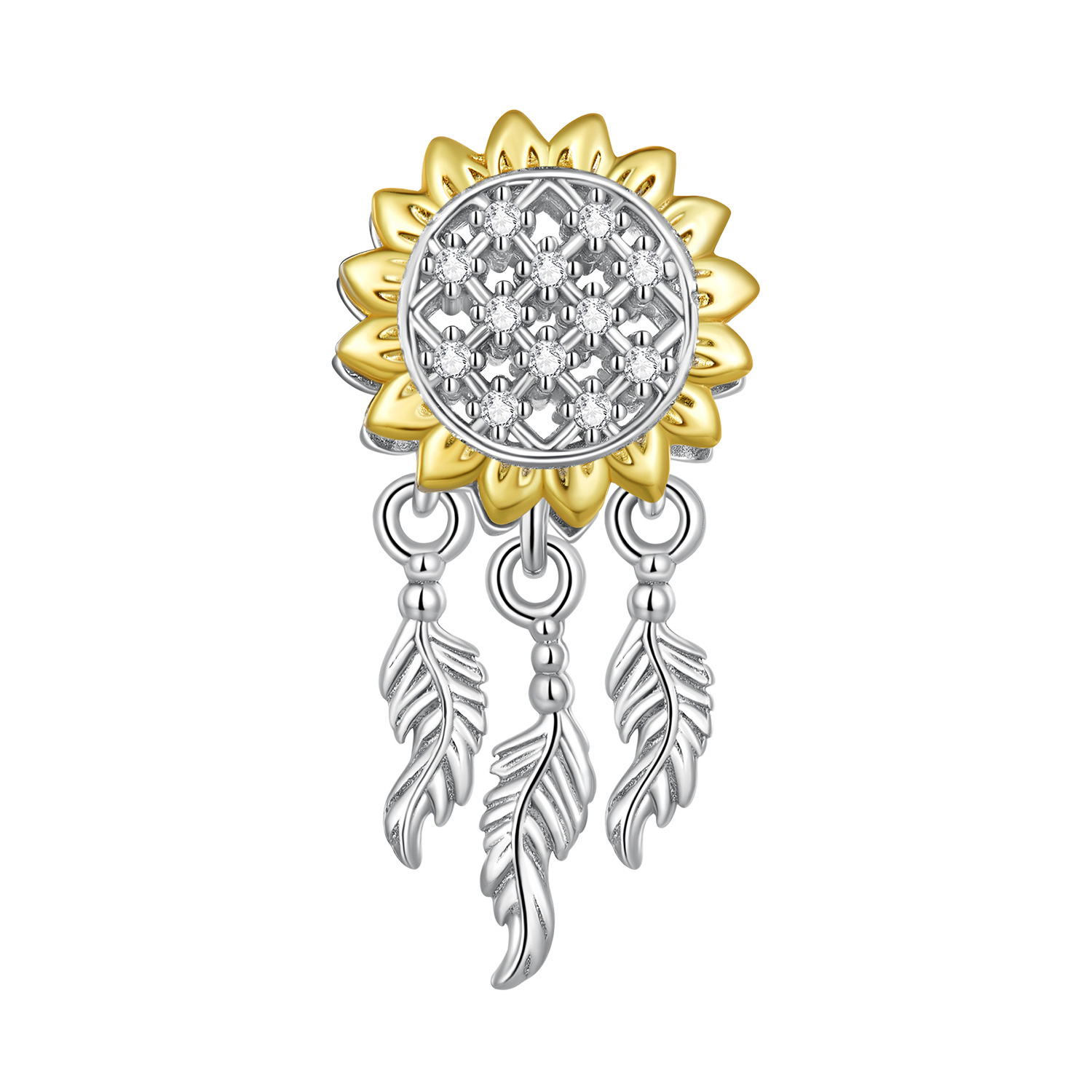 Pandora-stijl Zonnebloem Dromenvanger Bedel - BSC820 Pandora-stijl Zonnebloem Dromenvanger Bedel - BSC820