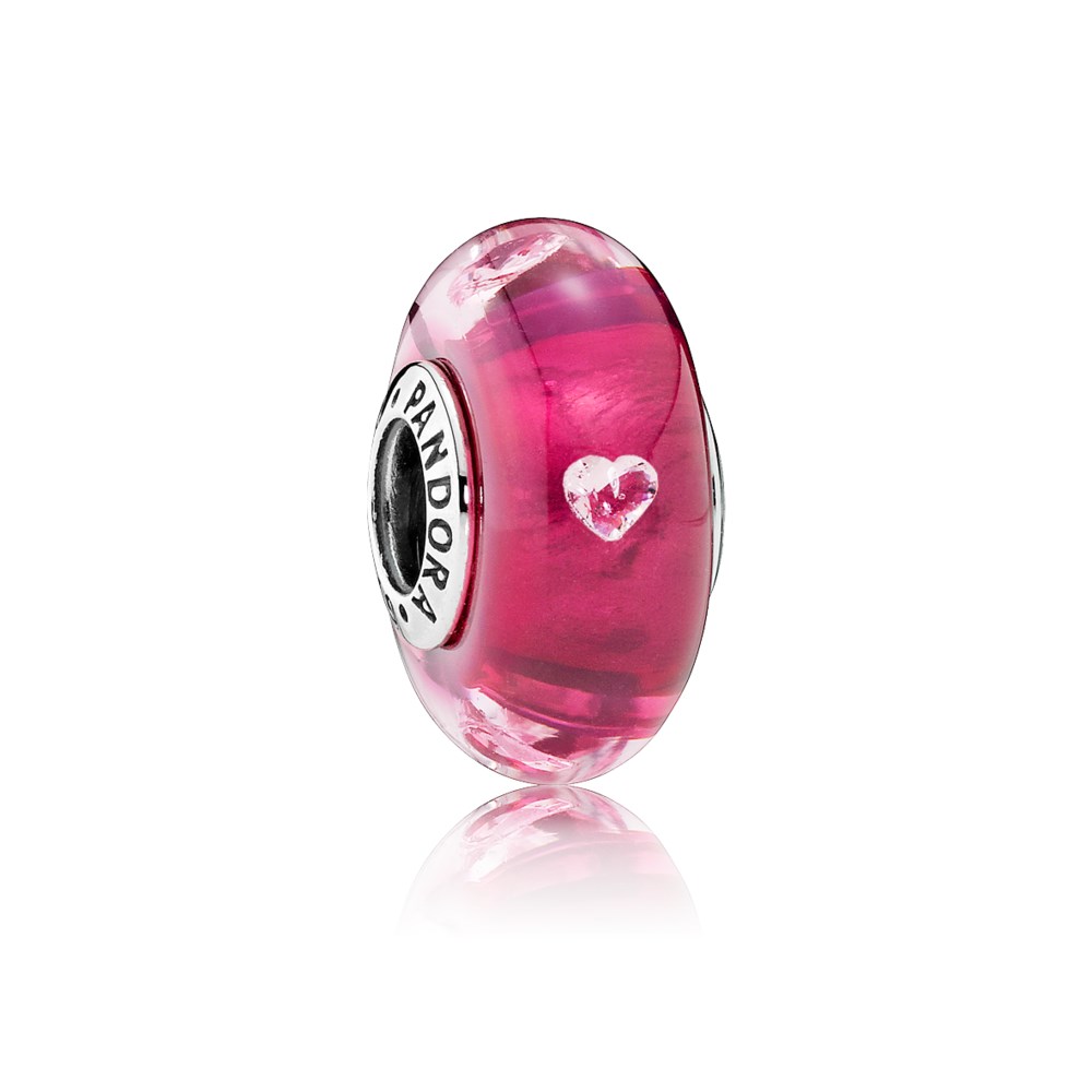 PANDORA Cerise Heart Glass Bedel - 791664PCZ PANDORA Cerise Heart Glass Bedel - 791664PCZ