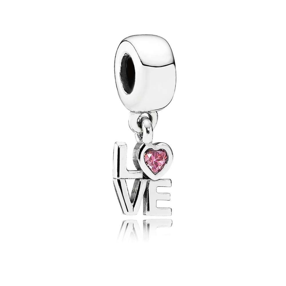 PANDORA Fancy Pink Pink Love Dangle Bedel - 791253CZs PANDORA Fancy Pink Pink Love Dangle Bedel - 791253CZs