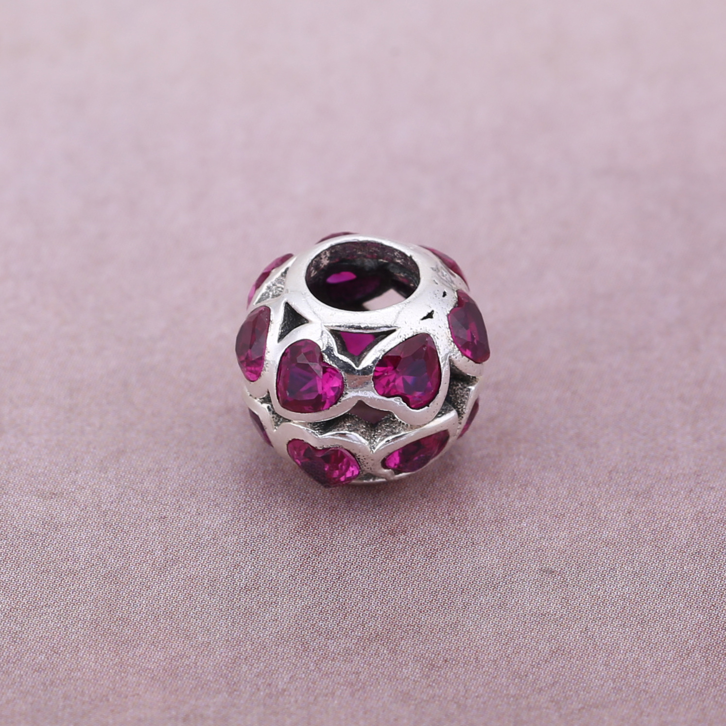 PANDORA Fancy Pink Openwork Love Bonds Bedel - 791250CZs
