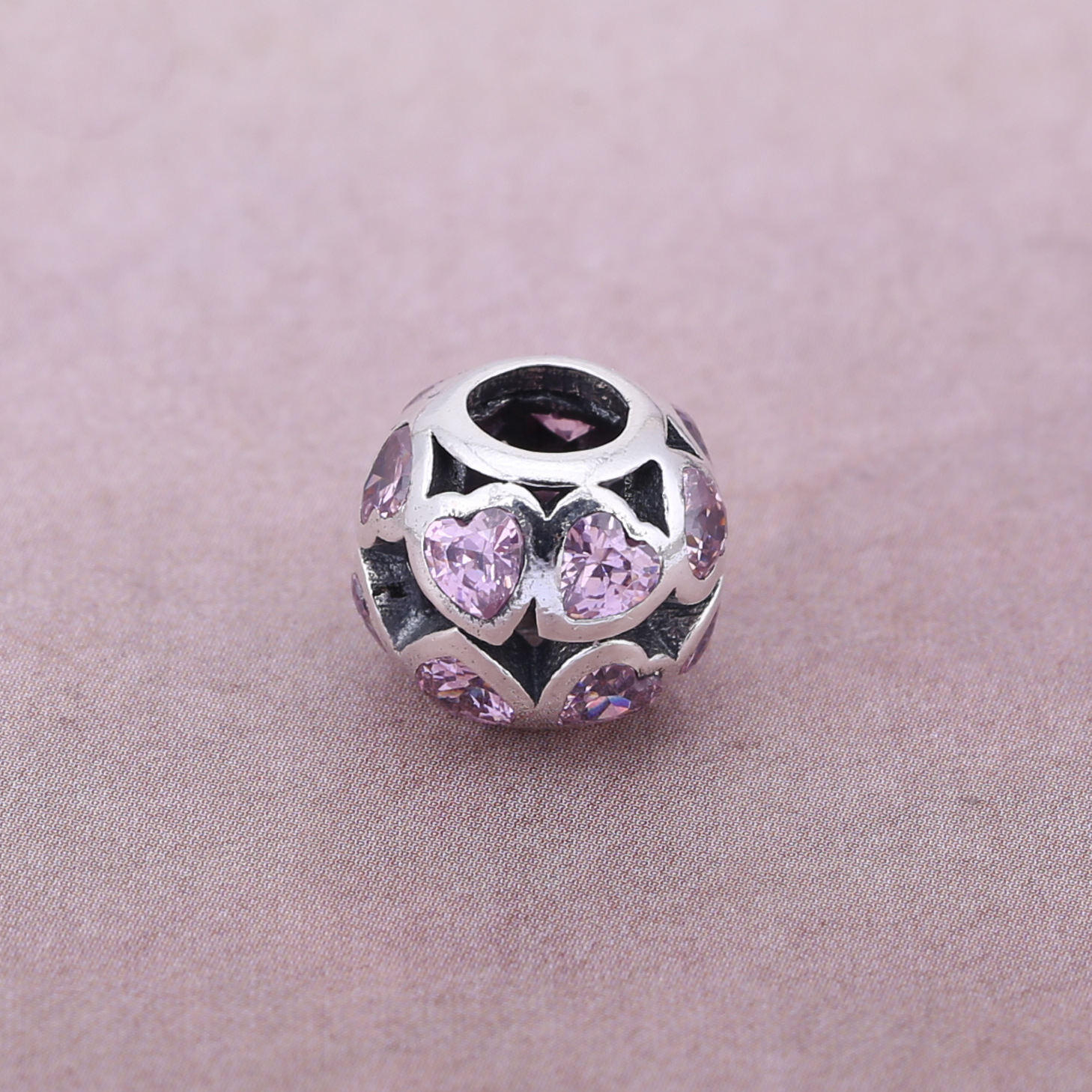 PANDORA Fancy Pink Openwork Love Bonds Bedel - 791250CZs