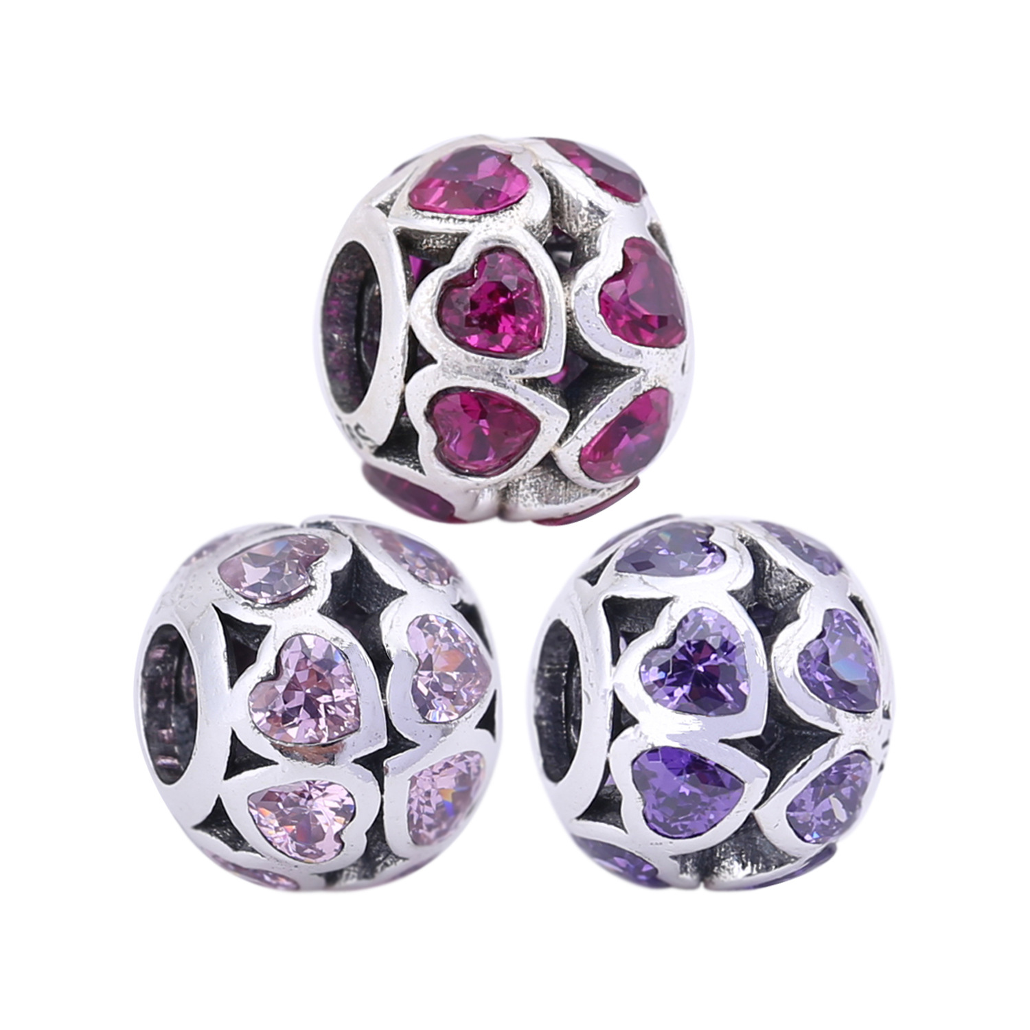 PANDORA Fancy Pink Openwork Love Bonds Bedel - 791250CZs