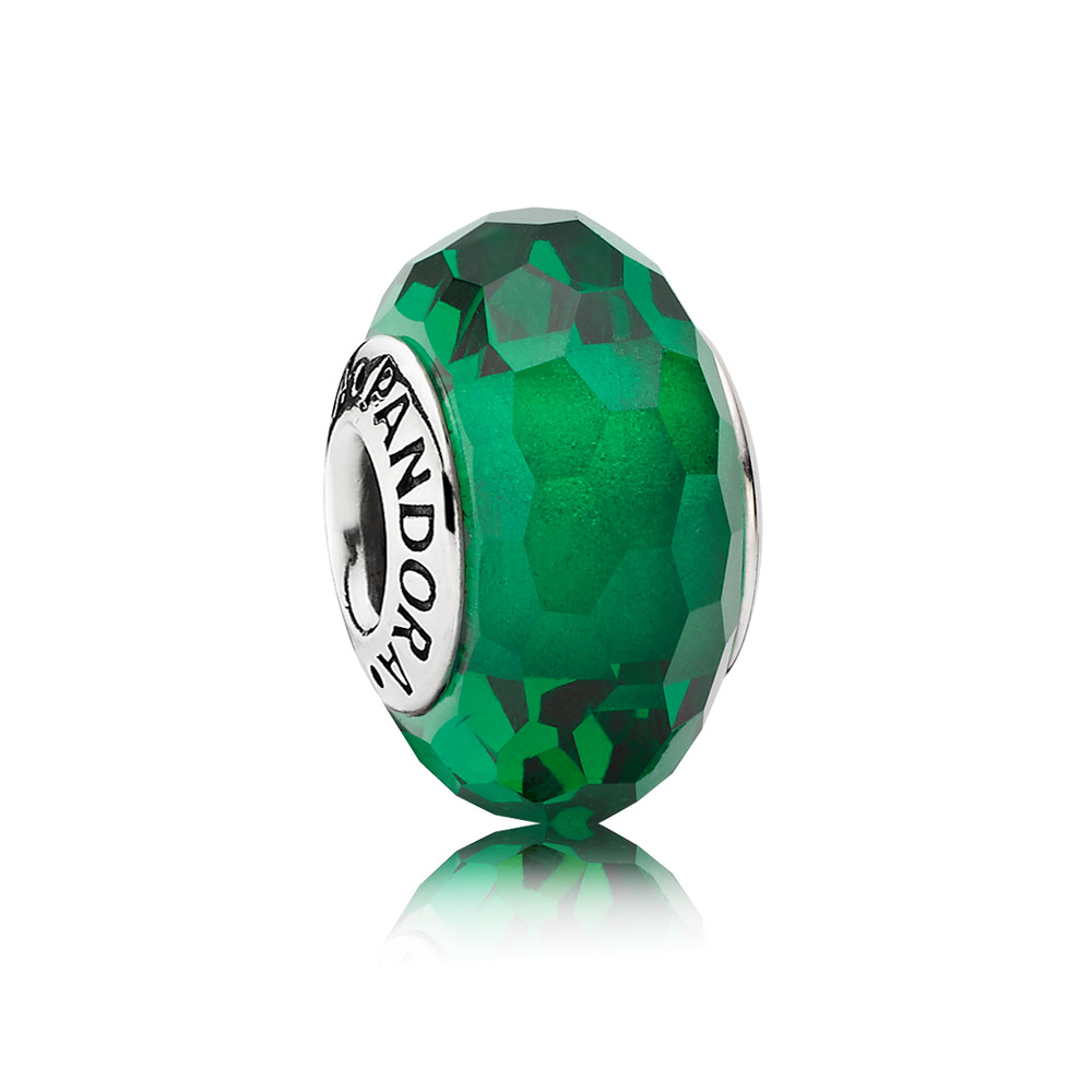 PANDORA Forest Green Faceted Glass Bedel - 791619 PANDORA Forest Green Faceted Glass Bedel - 791619
