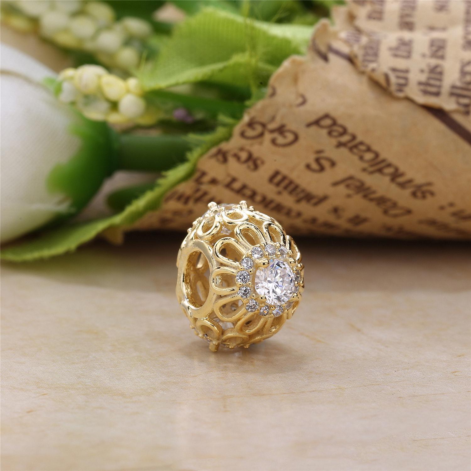 Pandora Gouden & Zilveren Bloemen Schittering Bedel 750836CZ