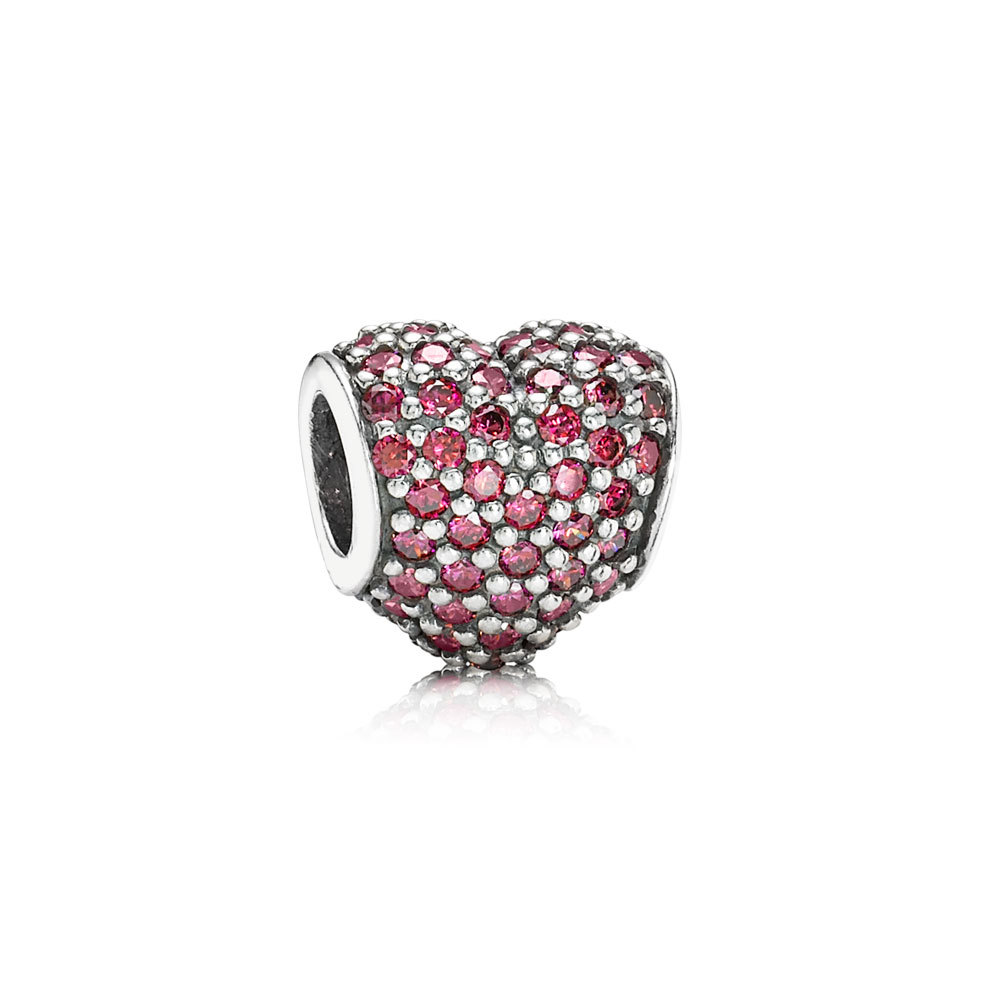 PANDORA Red Pavé Heart Bedel - 791052CZr PANDORA Red Pavé Heart Bedel - 791052CZr