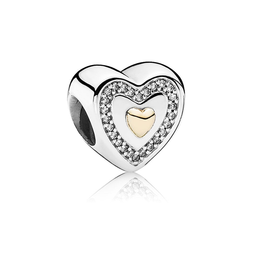 Pandora Zilver En 14K Goud Altijd In Mijn Hart Bedel 791523CZ