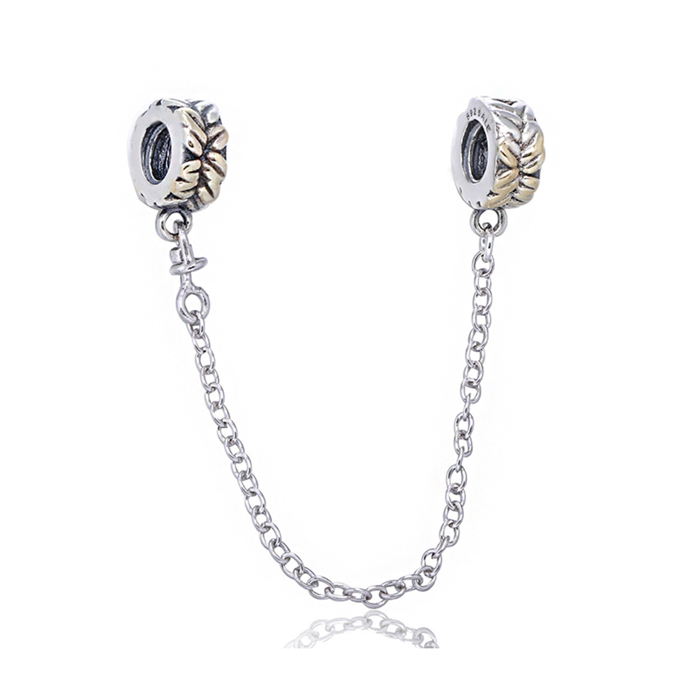 Pandora Zilver En 14K Goud Bladeren Veiligheidsketting Pa0005-1 Pandora Zilver En 14K Goud Bladeren Veiligheidsketting Pa0005-1