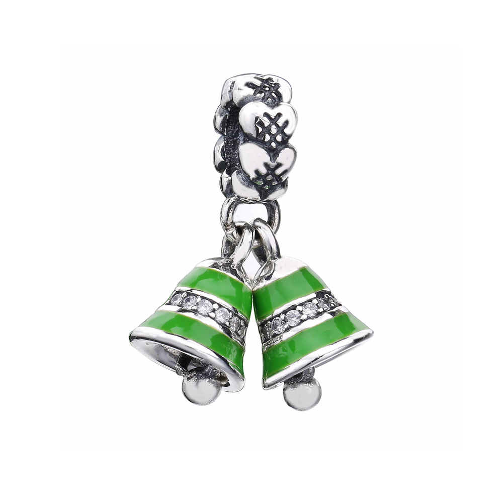Pandora Zilveren Green Bells Hangende Bedel 791230A Pandora Zilveren Green Bells Hangende Bedel 791230A