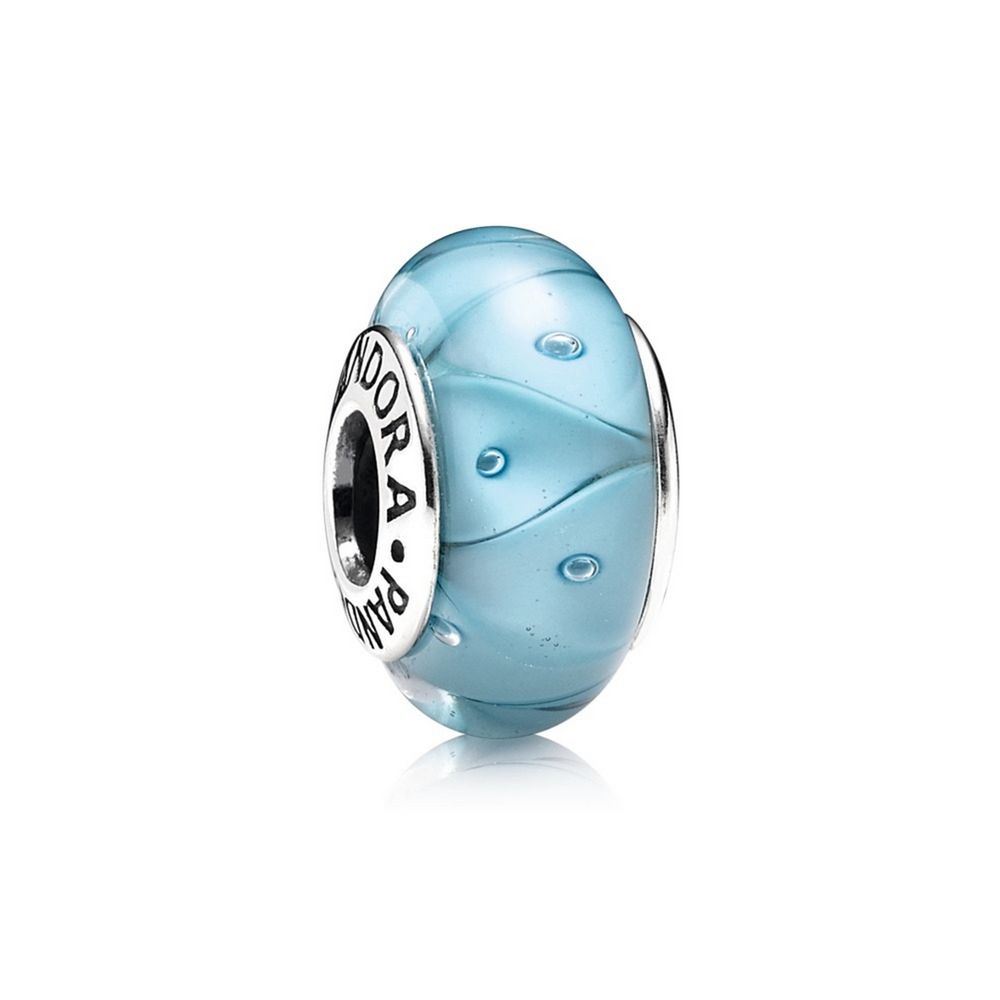 Pandora Zilveren Turkoois Uitziend Glas Bedel 790924 Pandora Zilveren Turkoois Uitziend Glas Bedel 790924