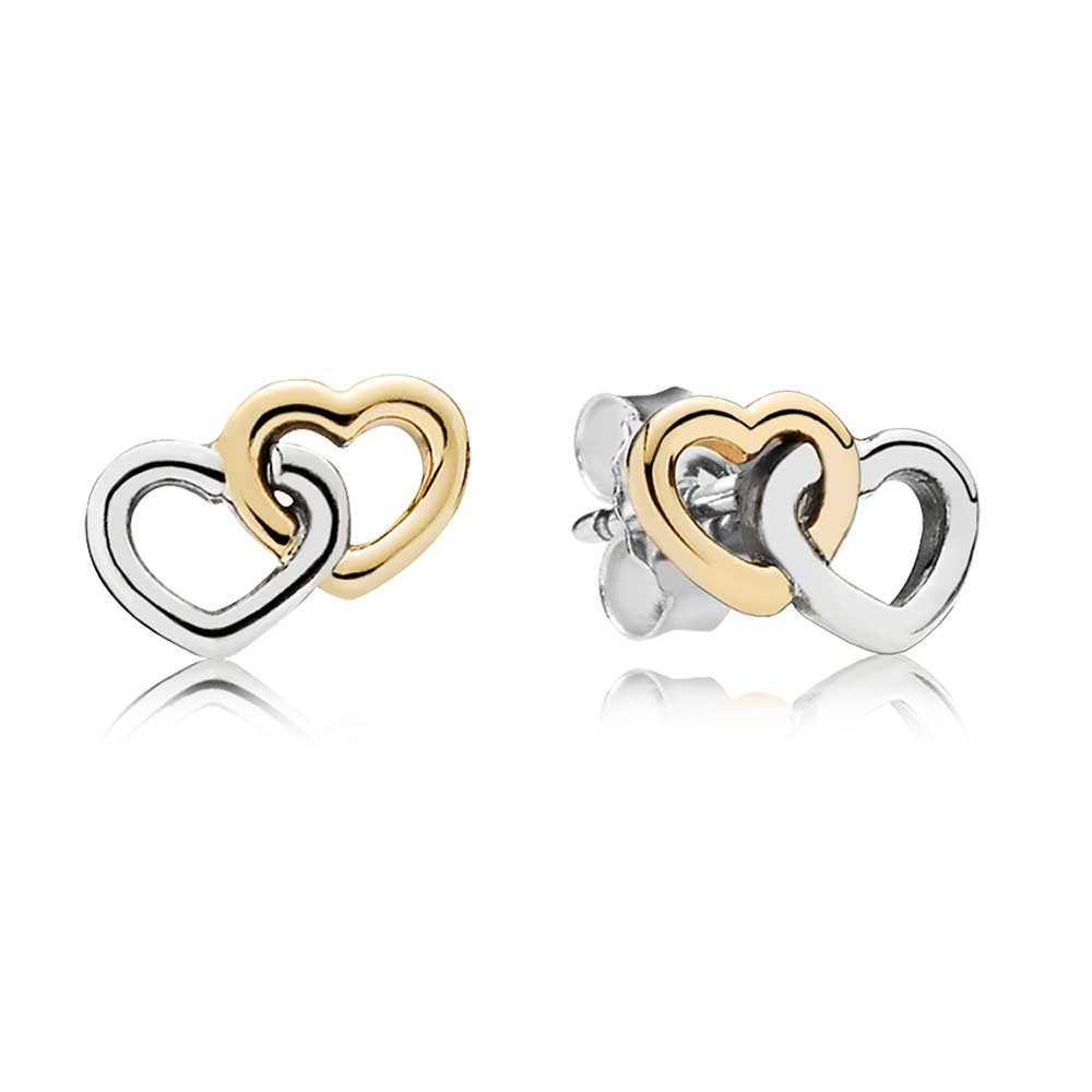 Pandora Zilver En 14K Goud Verstrengelde Harten Oorbellen 290567 Pandora Zilver En 14K Goud Verstrengelde Harten Oorbellen 290567