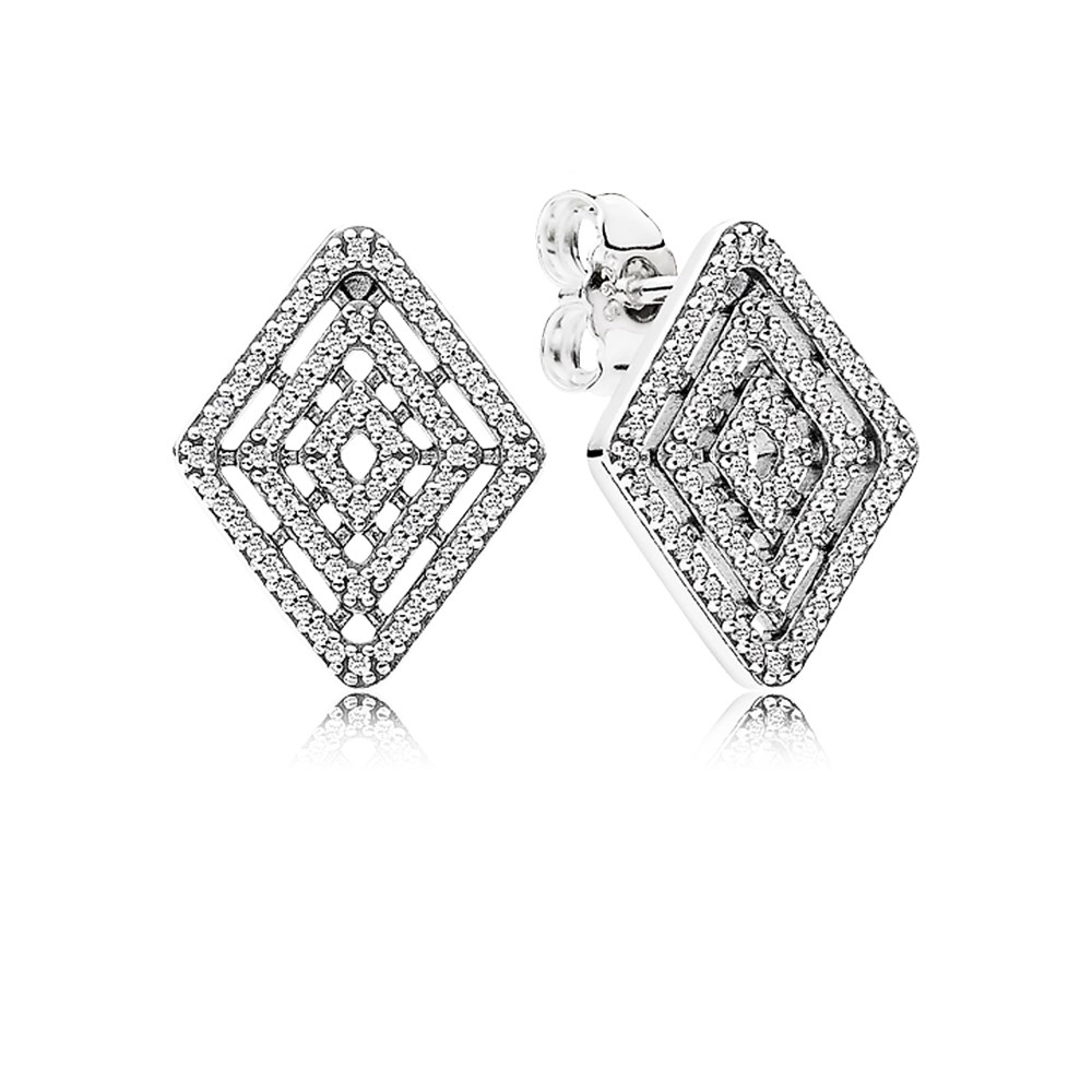 Pandora Zilveren Geometrische Lijnen Oorbellen 296208CZ Pandora Zilveren Geometrische Lijnen Oorbellen 296208CZ