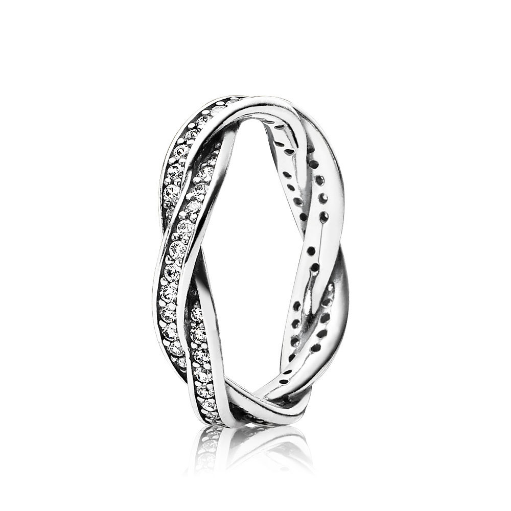 PANDORA Gevlochten Pavé Gezette Ring 190892CZ PANDORA Gevlochten Pavé Gezette Ring 190892CZ