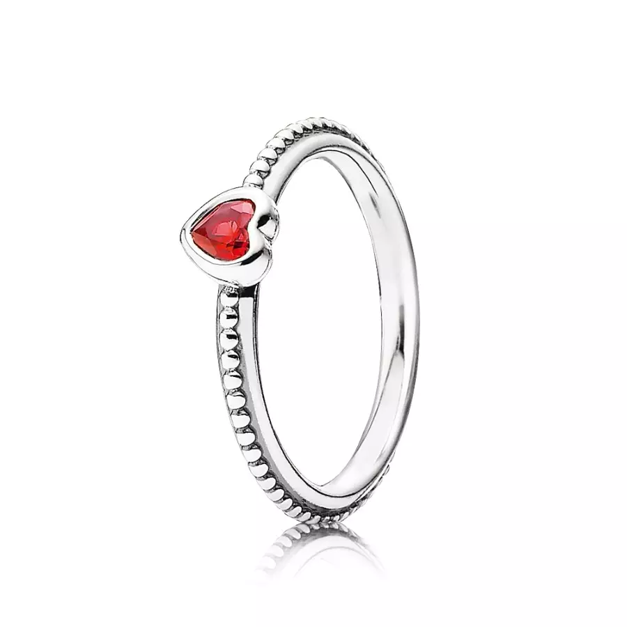 PANDORA Heart Silver Ring With Golden Red Synthetic Ruby - 190896Sgr