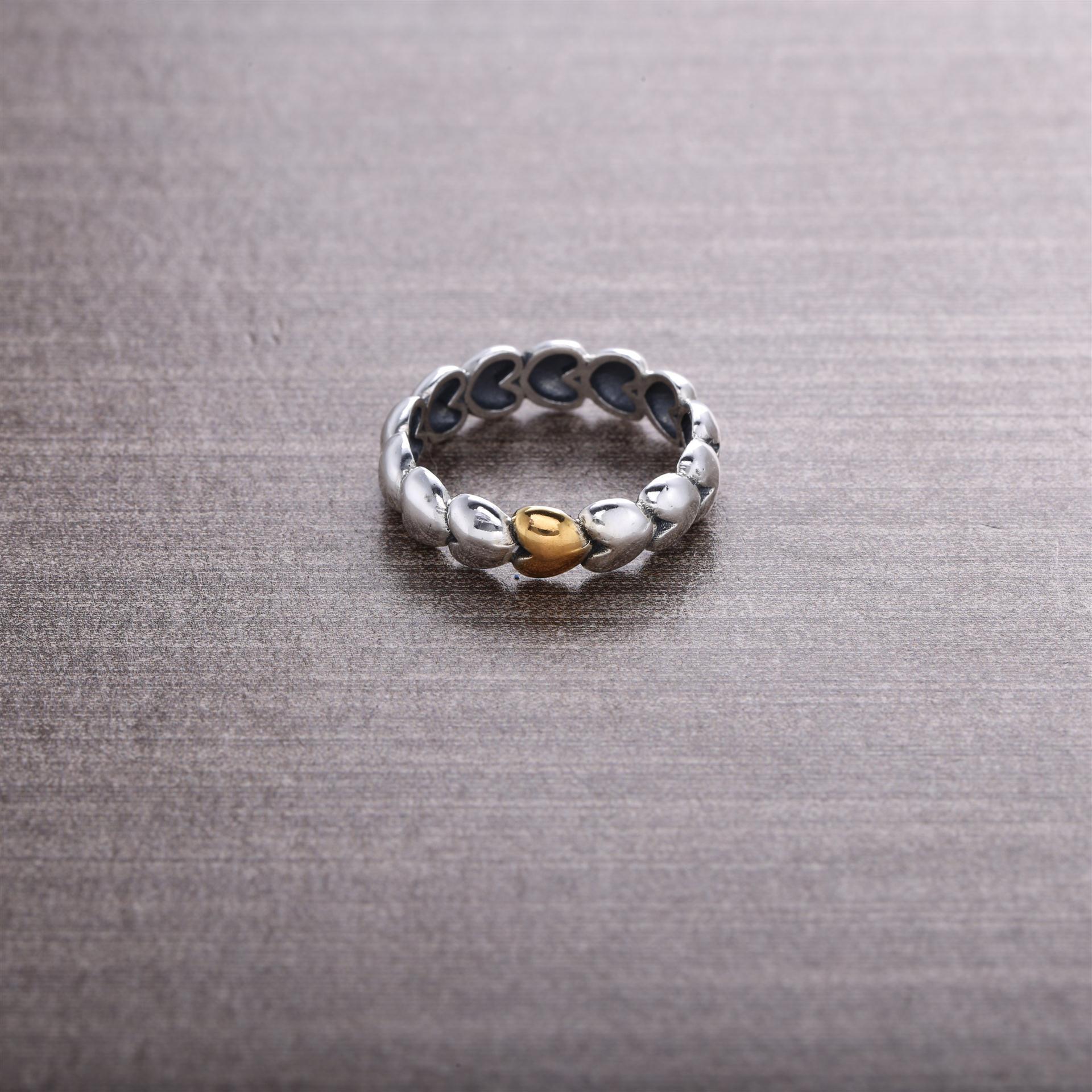 Hearts Silver Ring With 14K Heart - 190898
