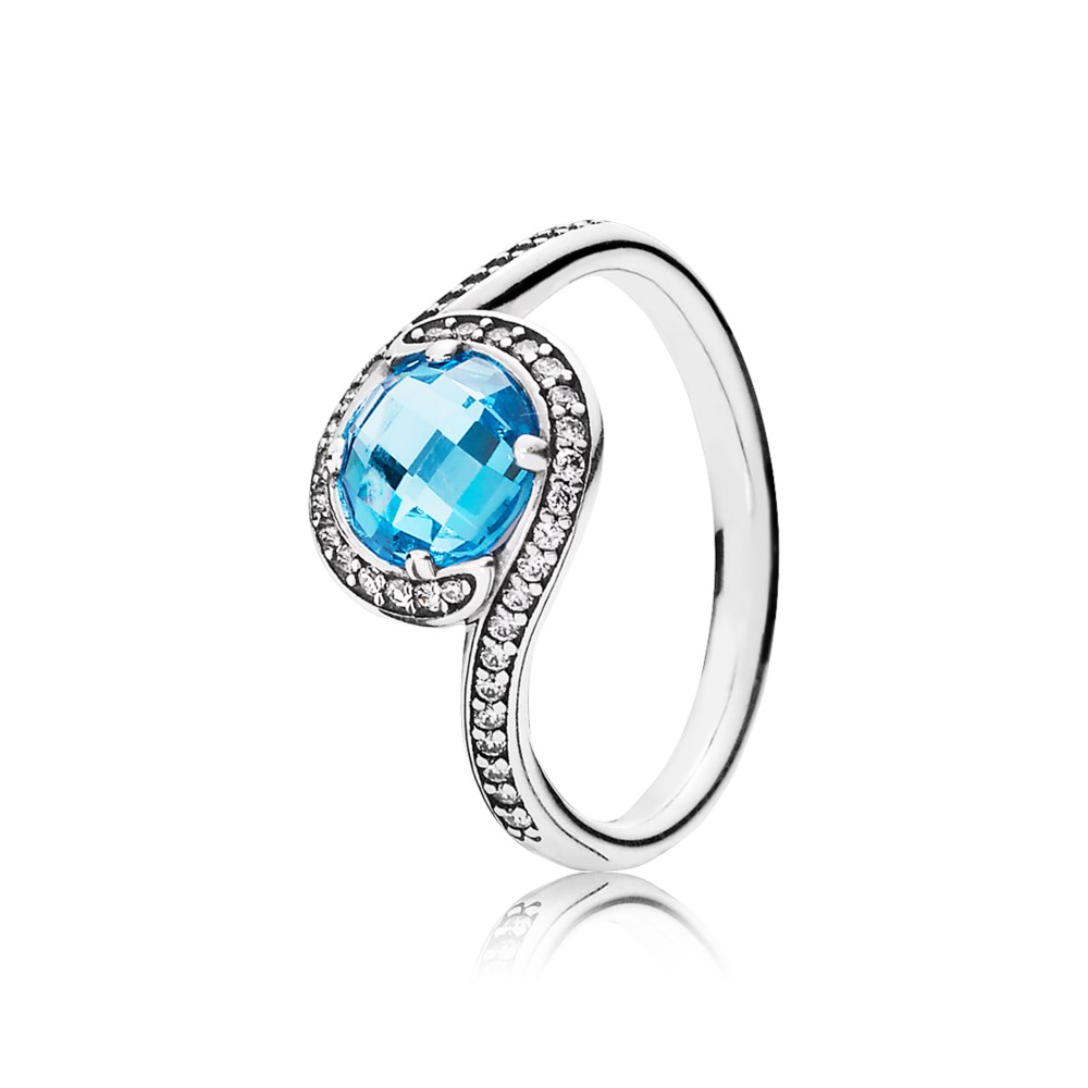 PANDORA Sky Blue Radiant Embellishment Ring - 190968Nbs PANDORA Sky Blue Radiant Embellishment Ring - 190968Nbs