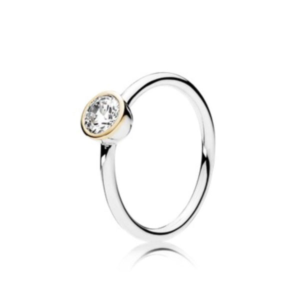 Pandora Zilver En 14K Goud Petite Cirkel Ring 191043CZ Pandora Zilver En 14K Goud Petite Cirkel Ring 191043CZ