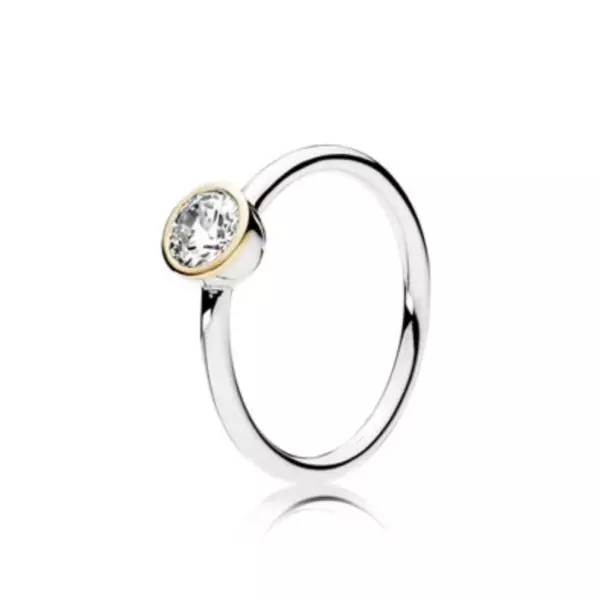 Pandora Zilver En 14K Goud Petite Cirkel Ring 191043CZ