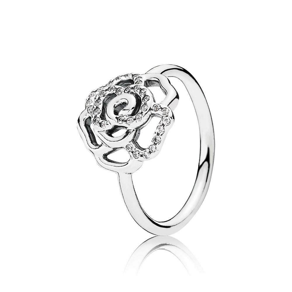 Pandora Zilveren Glinsterende Delicate Rose Ring 190949CZ Pandora Zilveren Glinsterende Delicate Rose Ring 190949CZ