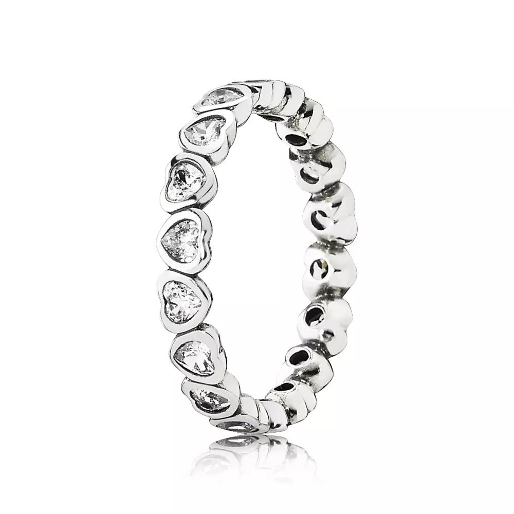 Pandora Zilveren Sprankelend Hart Stapelen Ring 190897CZ