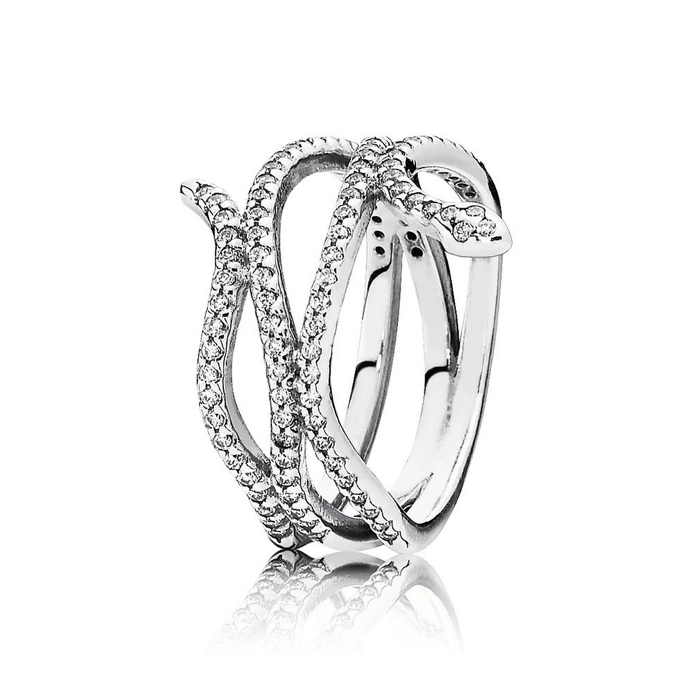 Pandora Zilveren Wervelende Slang Ring 190954CZ Pandora Zilveren Wervelende Slang Ring 190954CZ