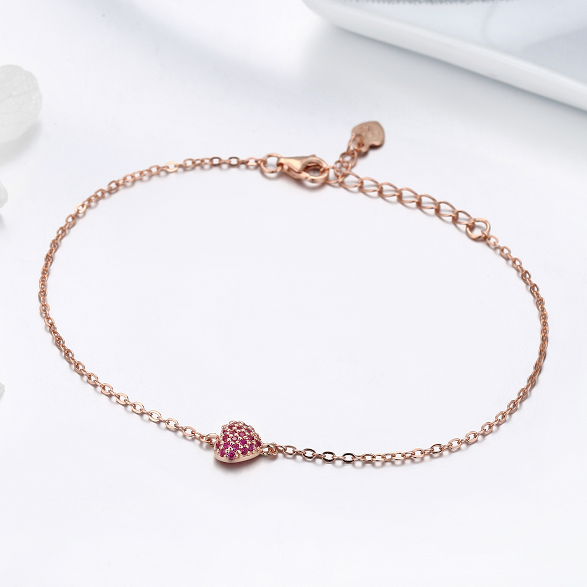 Pandora Style Rose Elegant hart Armband - SCB050