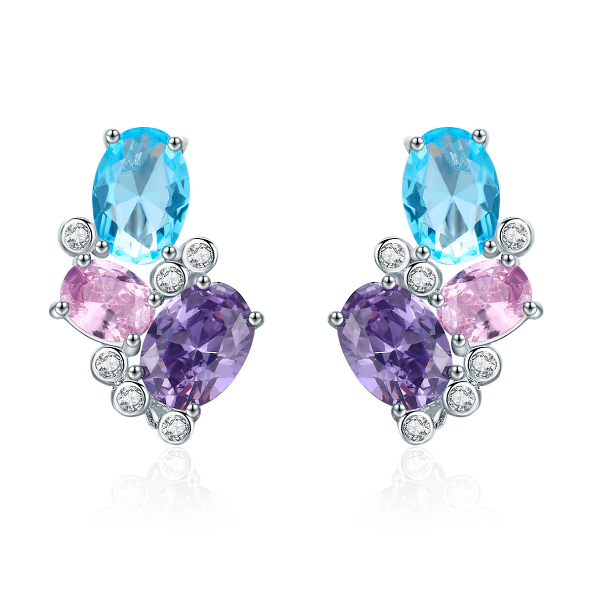 Pandora Style Kleurrijke zirkoon Oorknopjes - SCE579 Pandora Style Kleurrijke zirkoon Oorknopjes - SCE579