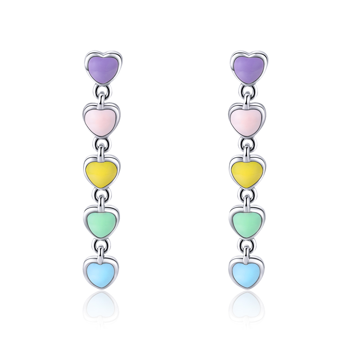 Pandora Style Regenboog Harten Oorknopjes - SCE451 Pandora Style Regenboog Harten Oorknopjes - SCE451
