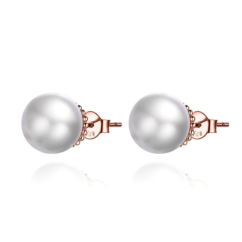 Pandora Style Rose Parel Oorknopjes - SCE609 Pandora Style Rose Parel Oorknopjes - SCE609