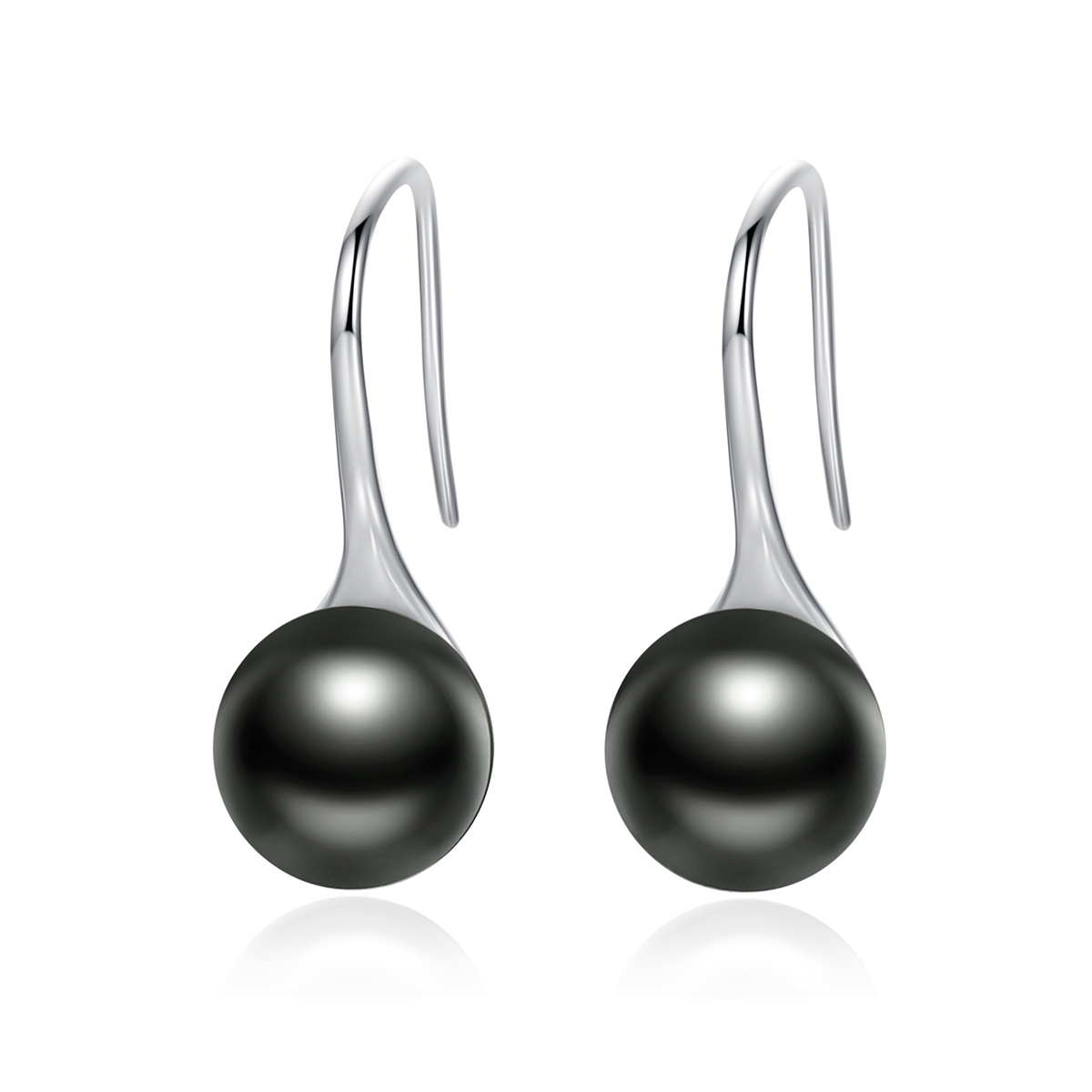 Pandora Style Zwarte parel Oorhangers - SCE144 Pandora Style Zwarte parel Oorhangers - SCE144