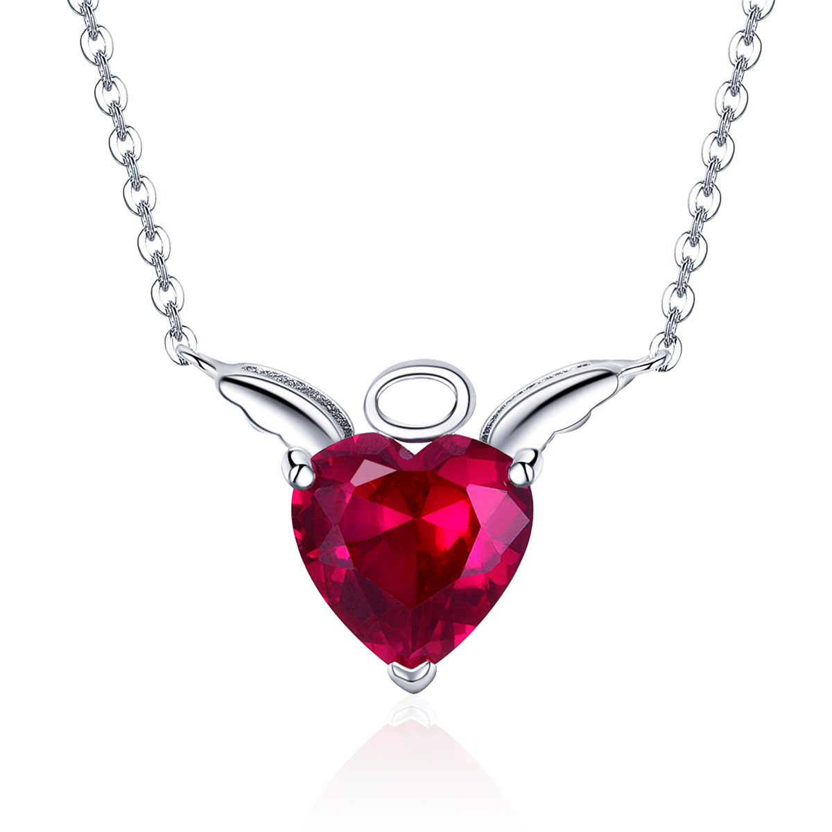 Pandora Style Rode Engel Hart Chain Ketting - SCN285 Pandora Style Rode Engel Hart Chain Ketting - SCN285