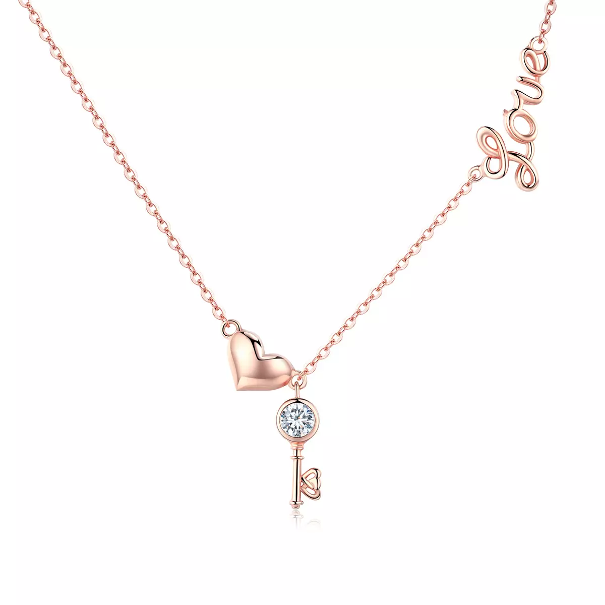 Pandora Style Rose Sleutel van Hart Chain Ketting - SCN292