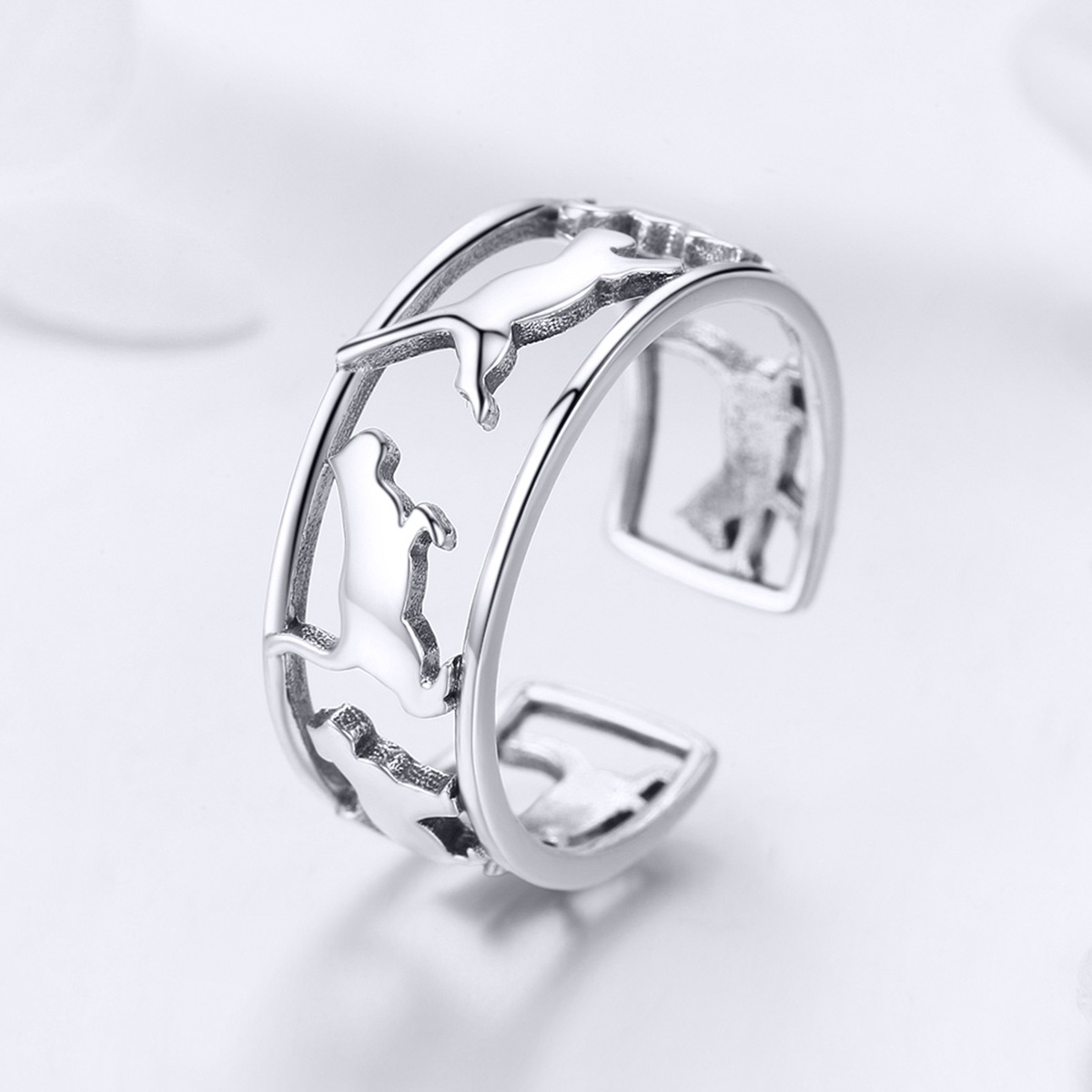 Pandora Style Blije katten Open Ring - SCR473