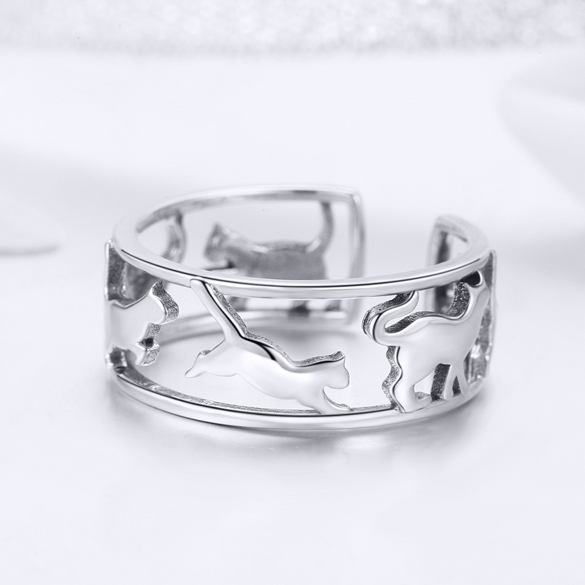 Pandora Style Blije katten Open Ring - SCR473