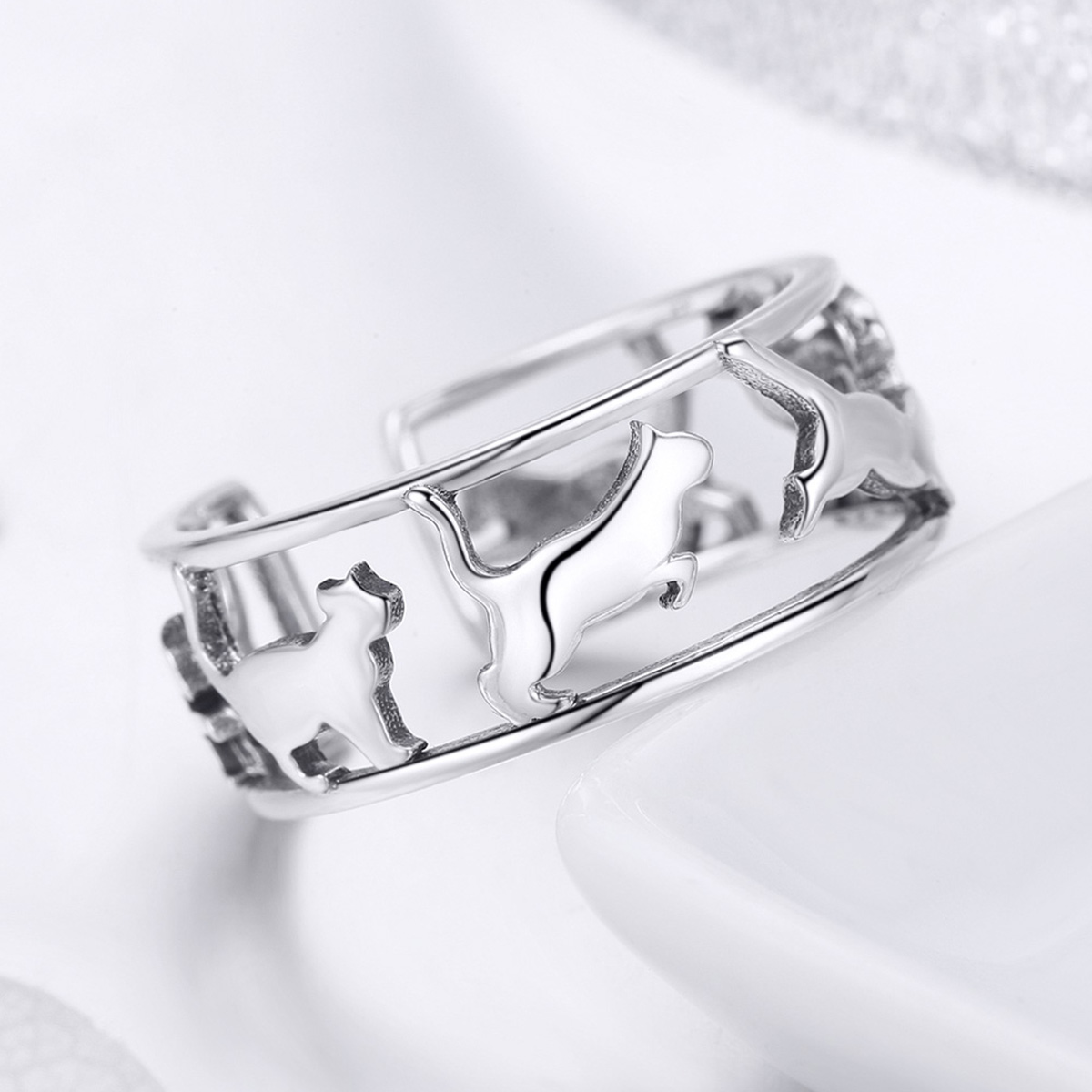 Pandora Style Blije katten Open Ring - SCR473
